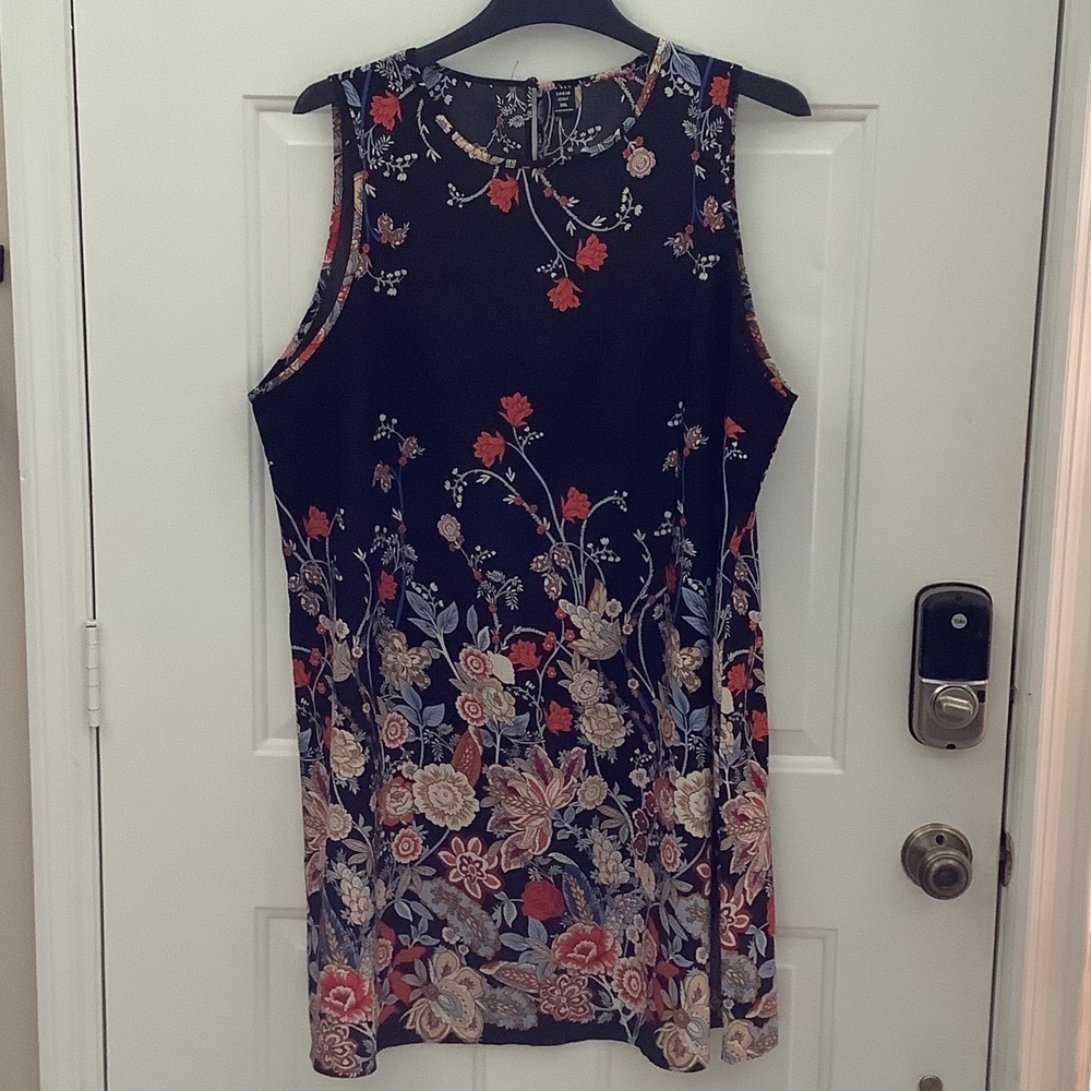 Shein Sleeveless Black Floral Shift Dress Size‎ 3XL